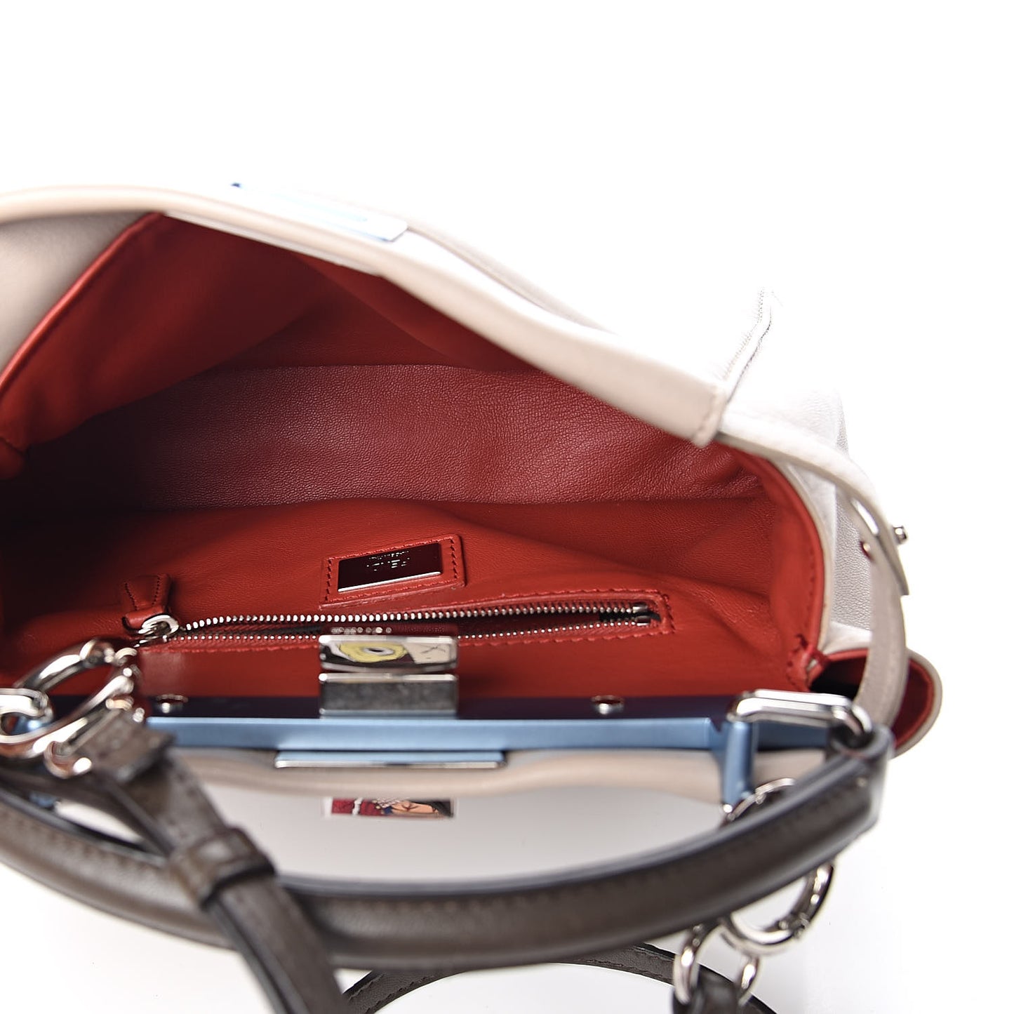 Nappa Colorblock Mini Peekaboo Iconic Satchel Grigio Polvere Carbone Bloody Mary