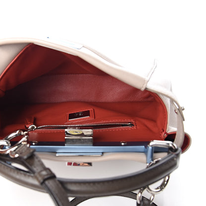 Fendi Nappa Colorblock Mini Peekaboo Iconic Satchel Grigio Polvere Carbone Bloody Mary 5 of 10