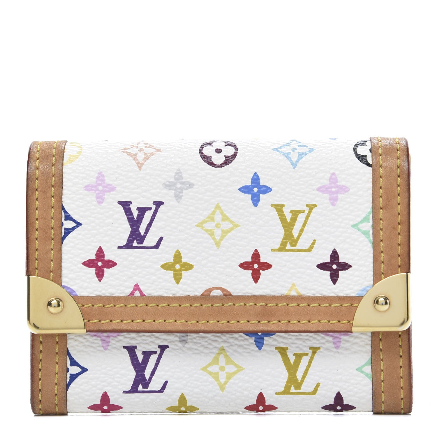 Louis Vuitton Monogram Multicolor Porte-Monnaie Plat Coin Purse White 1 of 7