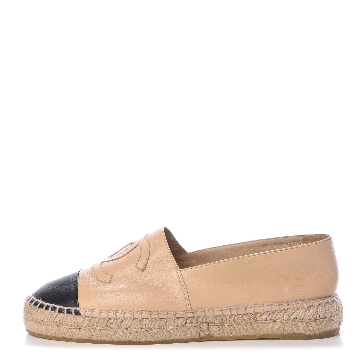 Chanel Lambskin CC Espadrilles 41 Beige Black 1 of 12