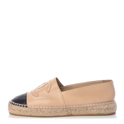 Chanel Lambskin CC Espadrilles 41 Beige Black 1 of 12