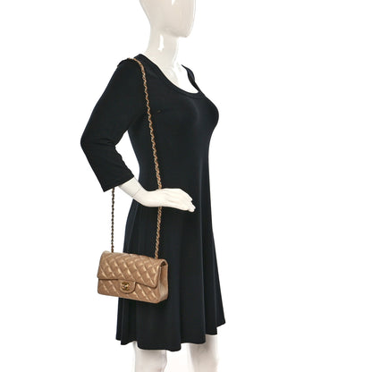 Chanel Pearly Caviar Quilted Mini Rectangular Flap Gold 2 of 9