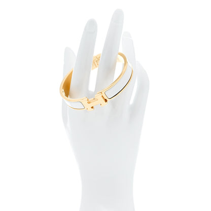 Hermes Enamel Narrow Clic Clac H Bracelet GM White 2 of 5