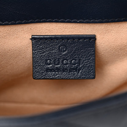 Gucci Vintage Effect Calfskin Matelasse Diagonal Super Mini Torchon GG Marmont Shoulder Bag Blue Agata Mystic White 6 of 12