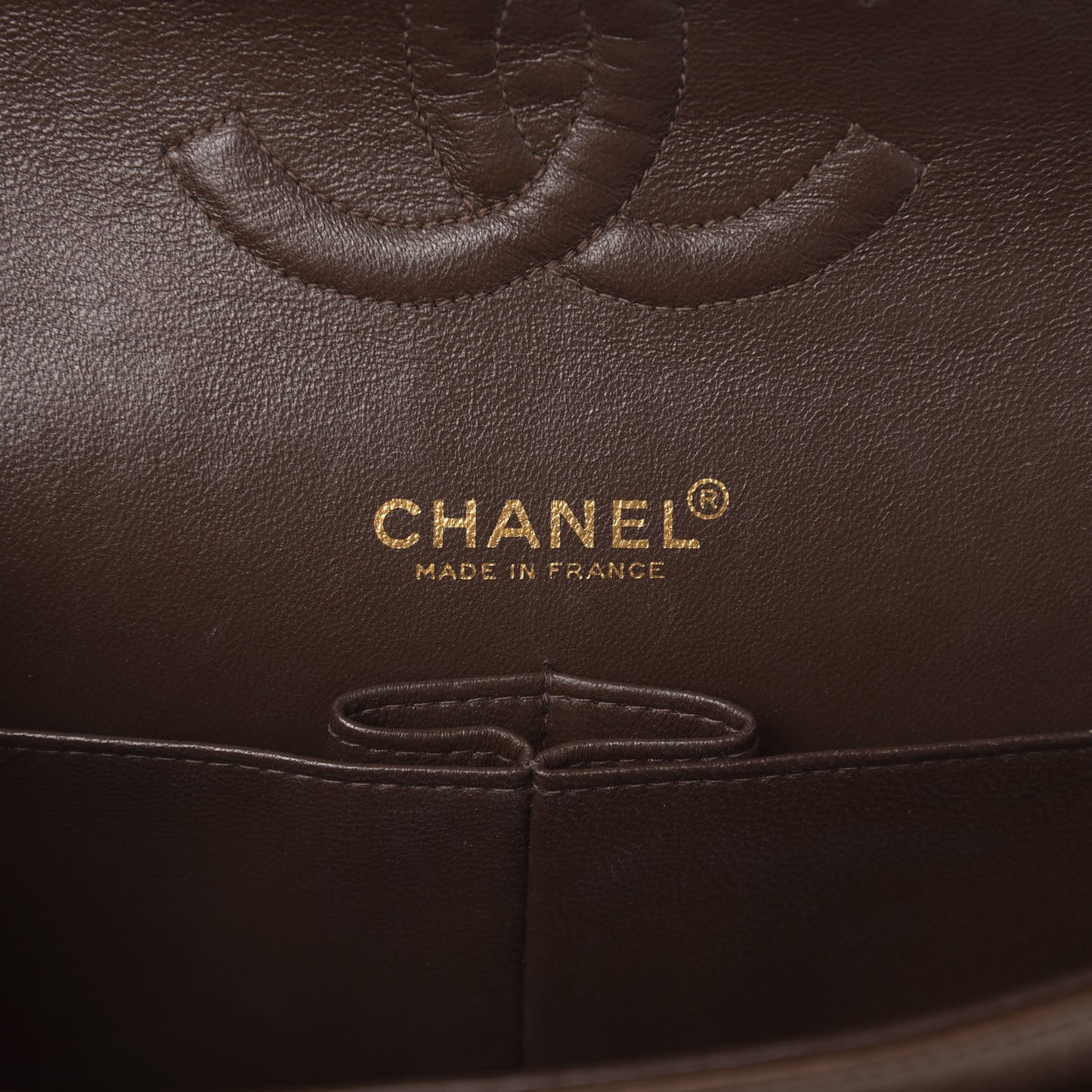 Lambskin Quilted Medium Double Flap Dark Brown