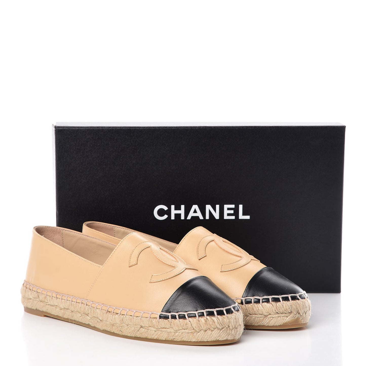 Lambskin CC Espadrilles 38 Beige Black