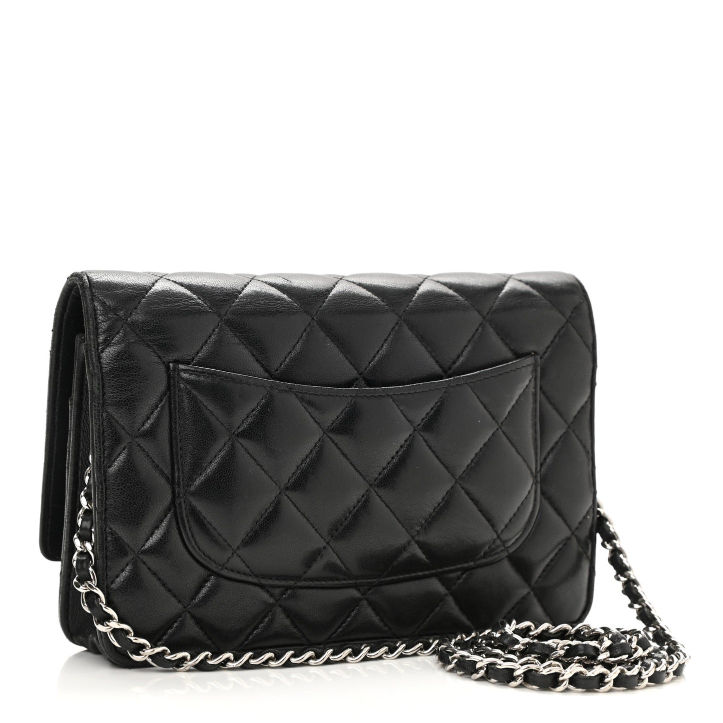 Lambskin Quilted Wallet On Chain WOC Black