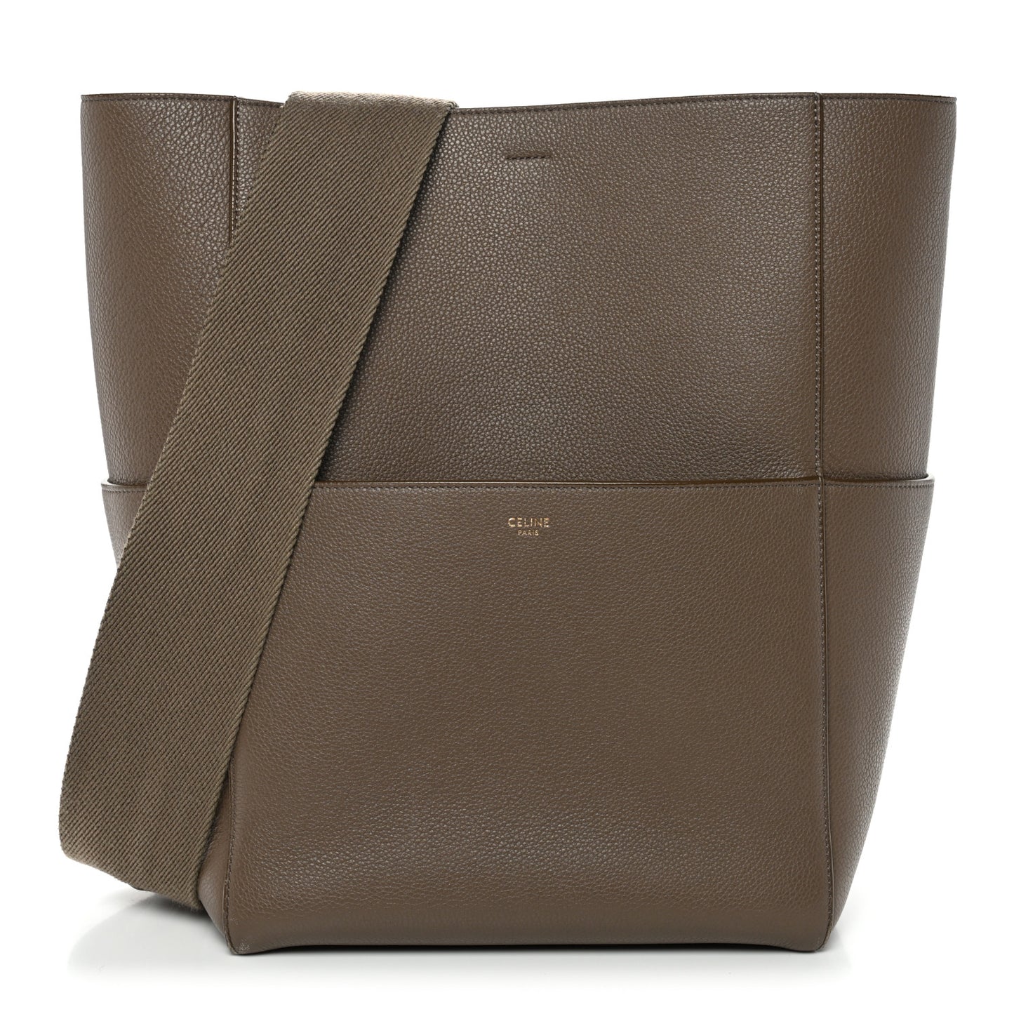 Soft Grained Calfskin Sangle Bucket Bag Taupe