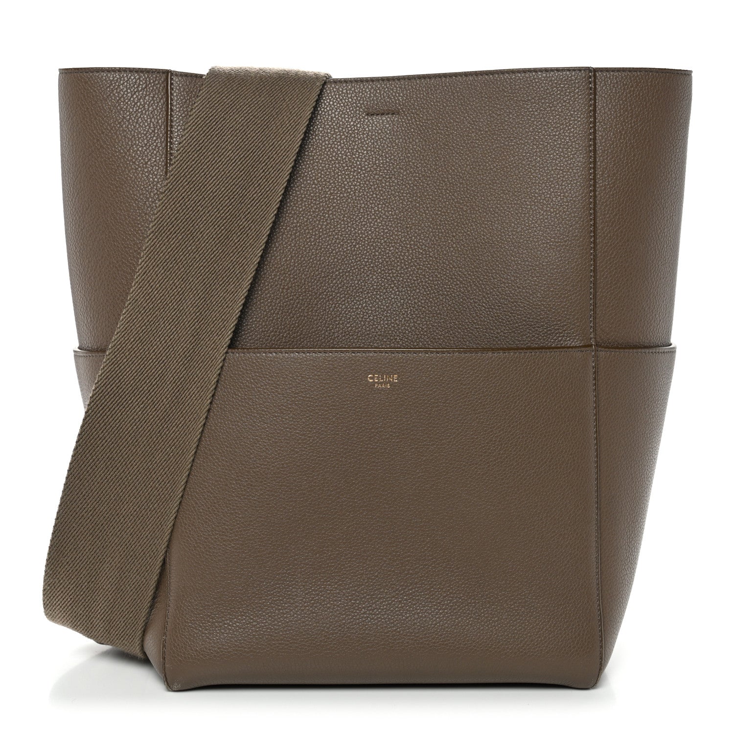 Celine Soft Grained Calfskin Sangle Bucket Bag Taupe 1 of 14