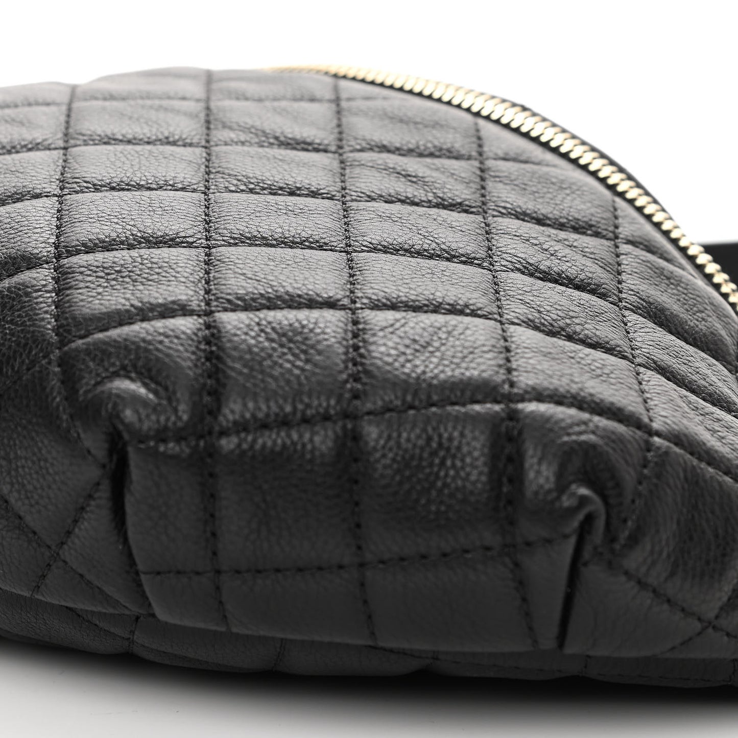 Calfskin Quilted Banane Waist Bag Fanny Pack Black