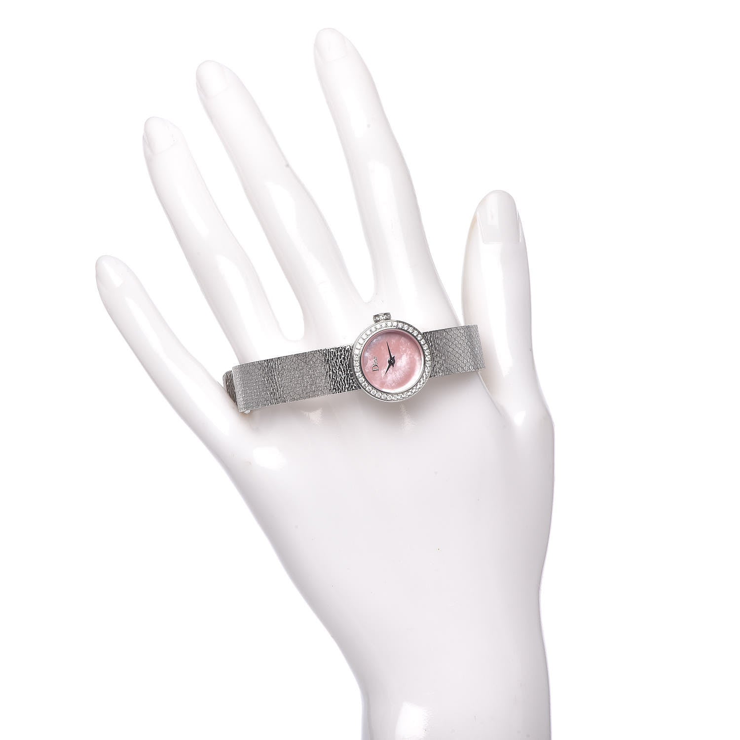 Christian Dior Stainless Steel Diamond Bezel Pink Mother of Pearl 19mm La D De Dior Quartz Watch 2 of 5