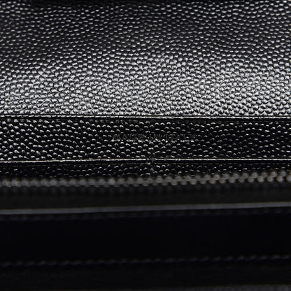 Saint Laurent Grain De Poudre Matelasse Chevron Monogram Chain Wallet Black 7 of 7