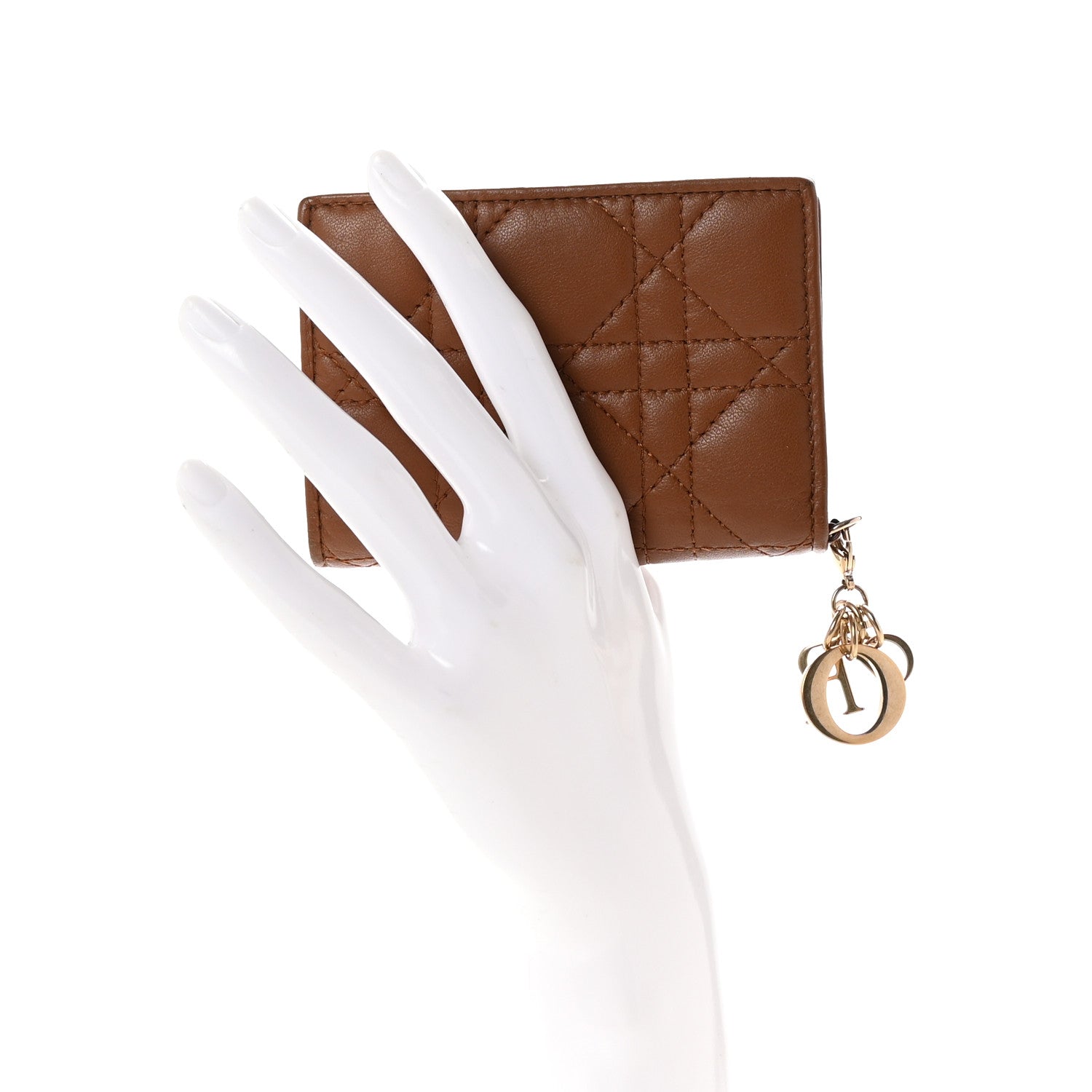 Christian Dior Lambskin Cannage Lady Dior Bloom Card Holder Brown 2 of 7