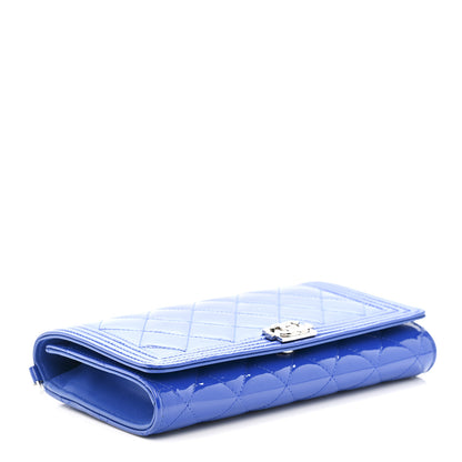 Chanel Patent Calfskin Quilted Boy Wallet on Removable Chain Blue 5 of 16