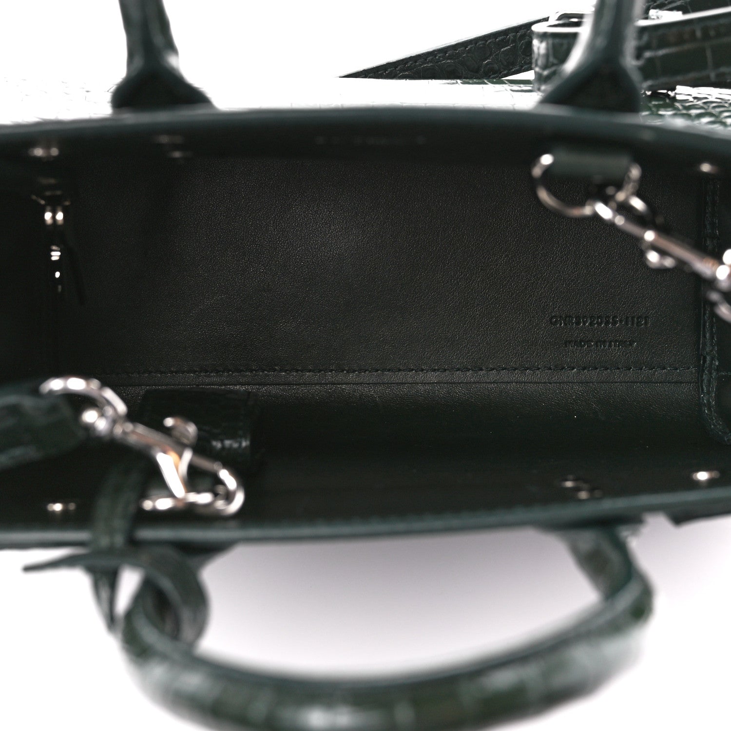 Saint Laurent Calfskin Crocodile Embossed Nano Sac De Jour Dark Green 5 of 12