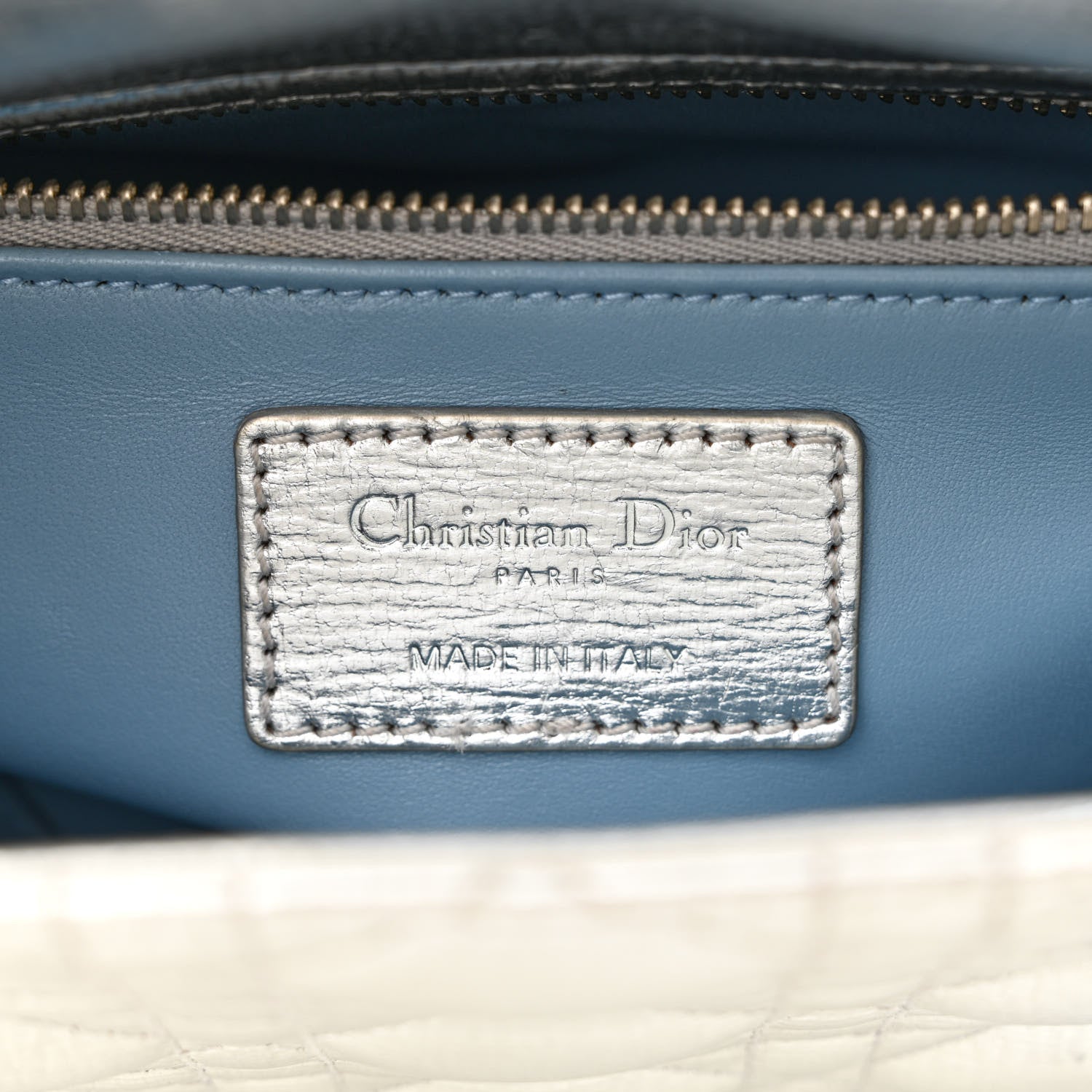 Christian Dior Metallic Grained Calfskin Cannage Small Lucky Badges My Lady Dior Silver 6 of 16