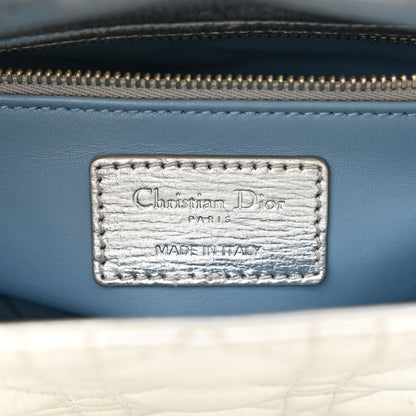 Christian Dior Metallic Grained Calfskin Cannage Small Lucky Badges My Lady Dior Silver 6 of 16