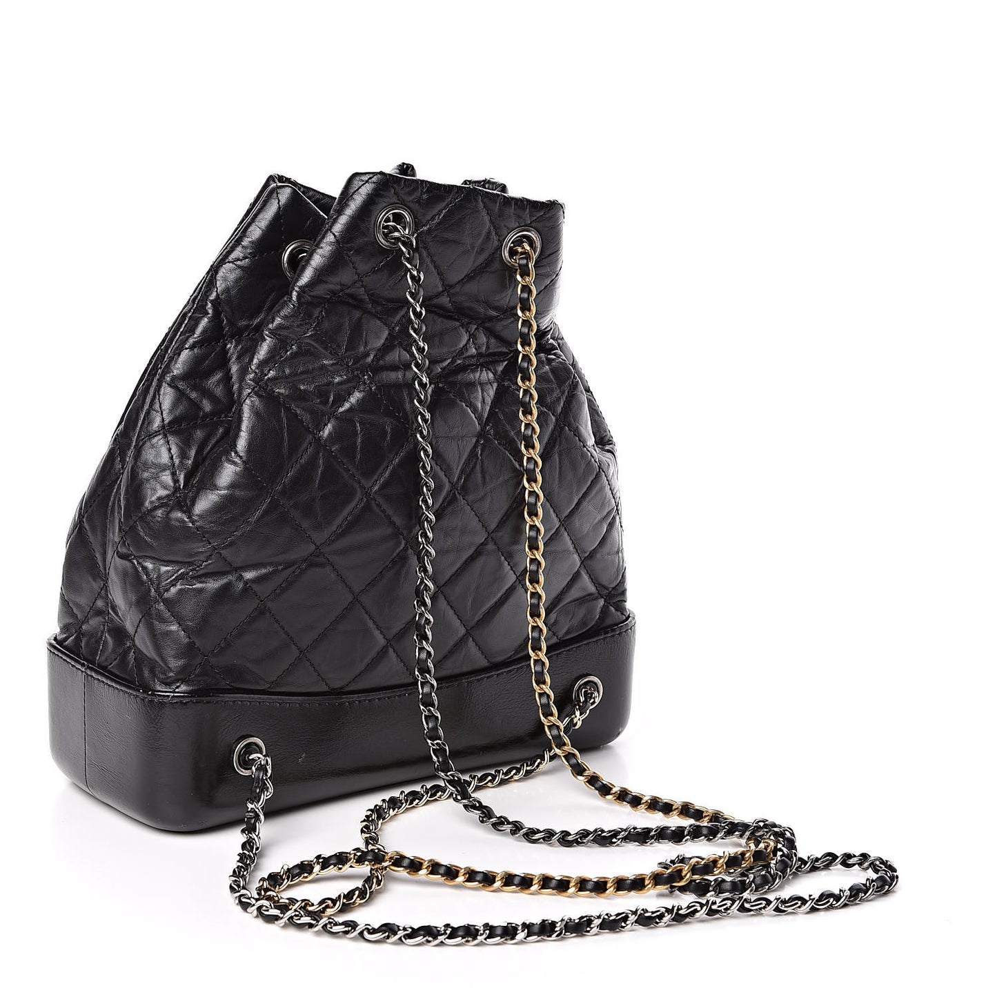 Aged Calfskin Quilted Gabrielle Backpack Black