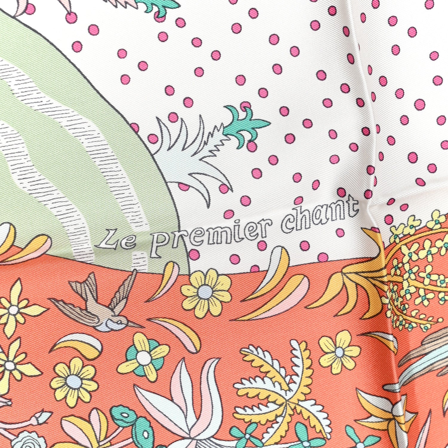 Hermes Silk Le Premier Chant Scarf 90 Abricot Ciel Vert 3 of 6