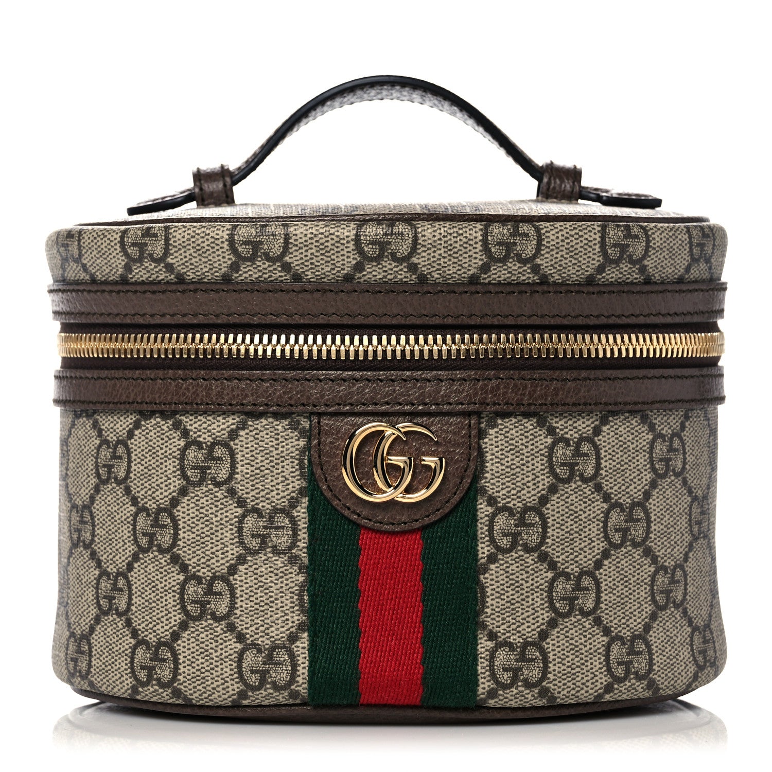 Gucci GG Supreme Monogram Textured Calfskin Web Ophidia Vanity Cosmetic Case Beige Ebony New Acero 1 of 12