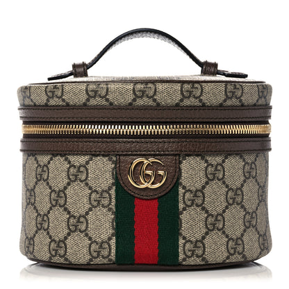 Gucci GG Supreme Monogram Textured Calfskin Web Ophidia Vanity Cosmetic Case Beige Ebony New Acero 1 of 12