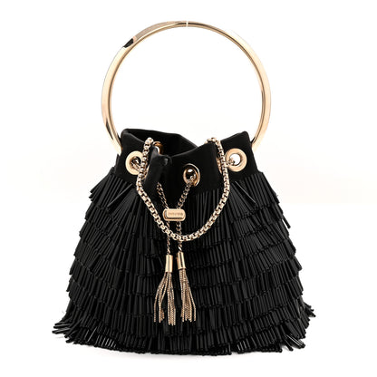 Jimmy Choo Satin Beaded Mini Bon Bon Bag Black 1 of 10
