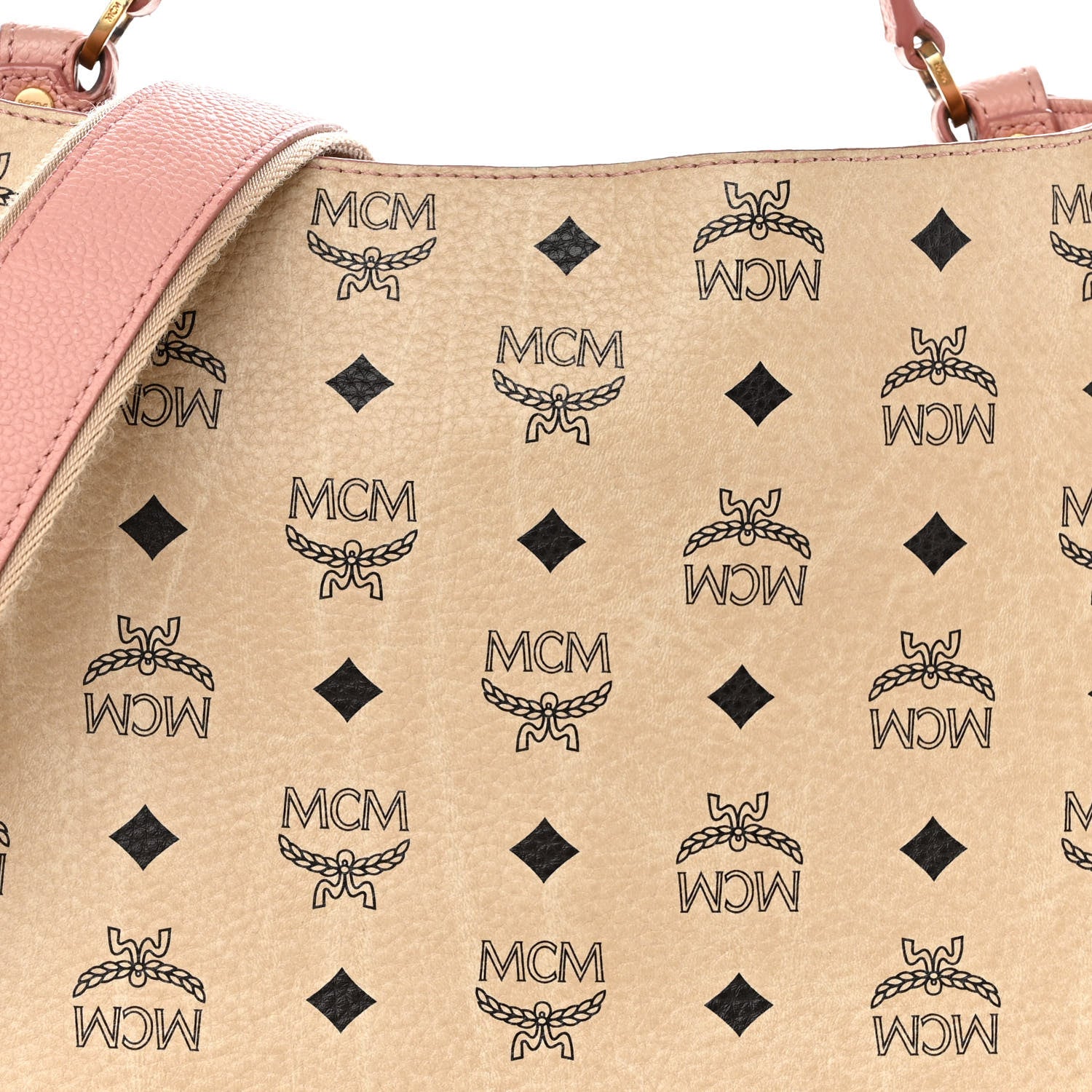 MCM Visetos Small Corina Shoulder Bag Beige Pink 8 of 10