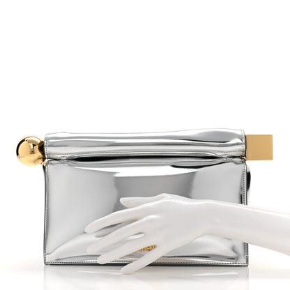 Jacquemus Metallic Patent Calfskin La Pochette Rond Carre Silver 2 of 9
