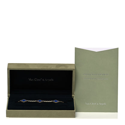 Van Cleef & Arpels 18K Yellow Gold Blue Agate 5 Motifs Vintage Alhambra Bracelet 6 of 6