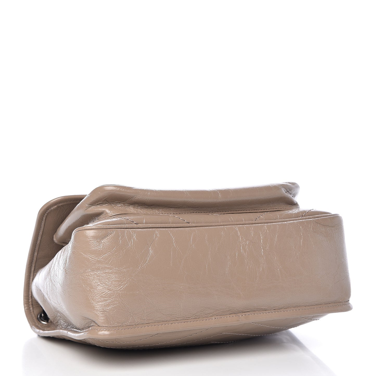 Crinkled Calfskin Matelasse Monogram Medium Niki Chain Satchel Light Taupe