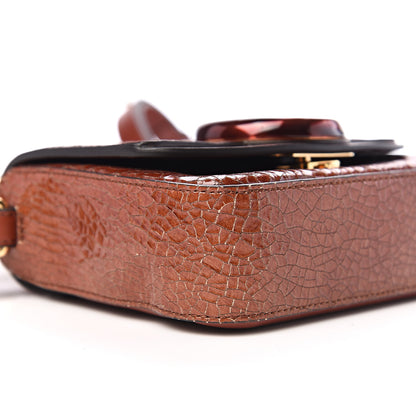 Chloe Patent Textured Shiny Calfskin Mini C Double Carry Sepia Brown 6 of 8