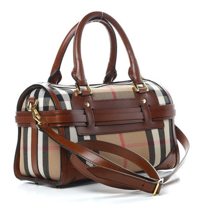 Burberry House Check Bridle Calfskin Medium Alchester Bowling Bag Dark Tan 3 of 17