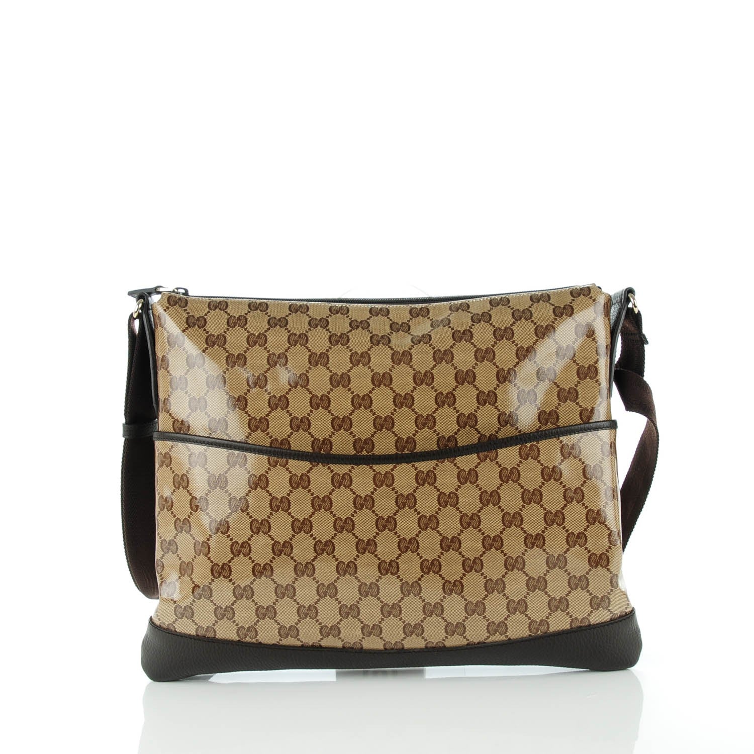 Gucci Crystal Monogram Medium Flat Messenger Bag Dark Brown 1 of 7