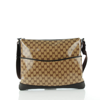 Gucci Crystal Monogram Medium Flat Messenger Bag Dark Brown 1 of 7