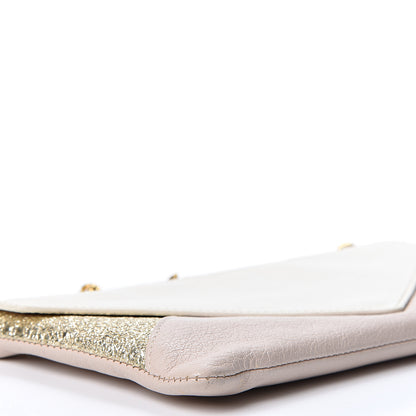 Chloe Metallic Calfskin Patchwork Chain Wallet White Pink 7 of 9