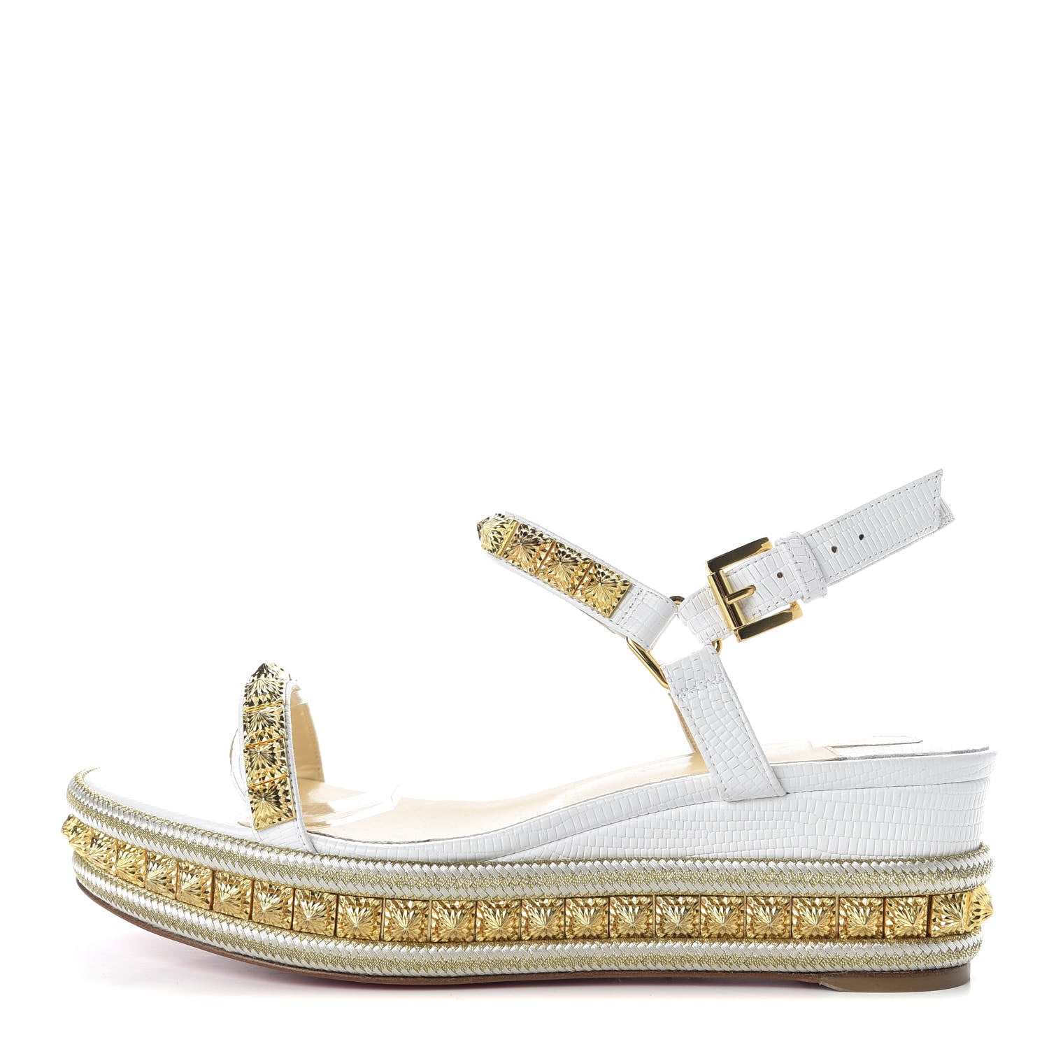 Christian Louboutin Calfskin Zarli Pyraclou 60 Platform Sandals 40 White 1 of 8