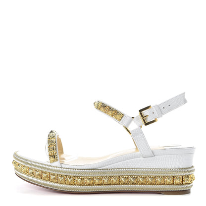 Christian Louboutin Calfskin Zarli Pyraclou 60 Platform Sandals 40 White 1 of 8
