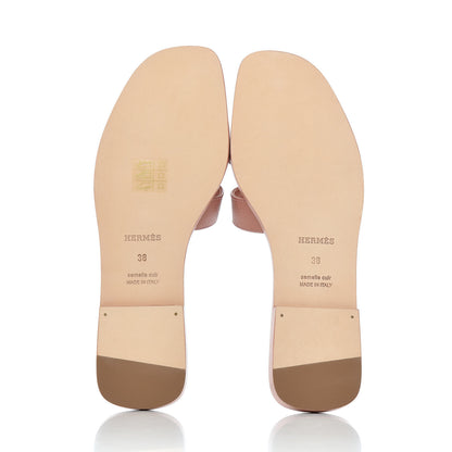 Hermes Epsom Oran Sandals 38 Rose Aube 5 of 12