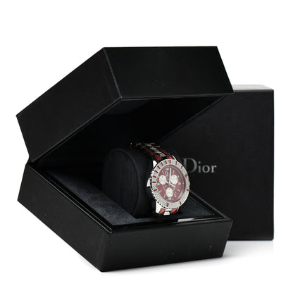 Christian Dior Stainless Steel Diamond Pave Sapphire 38mm Christal Chronograph Quartz Watch Red 5 of 5