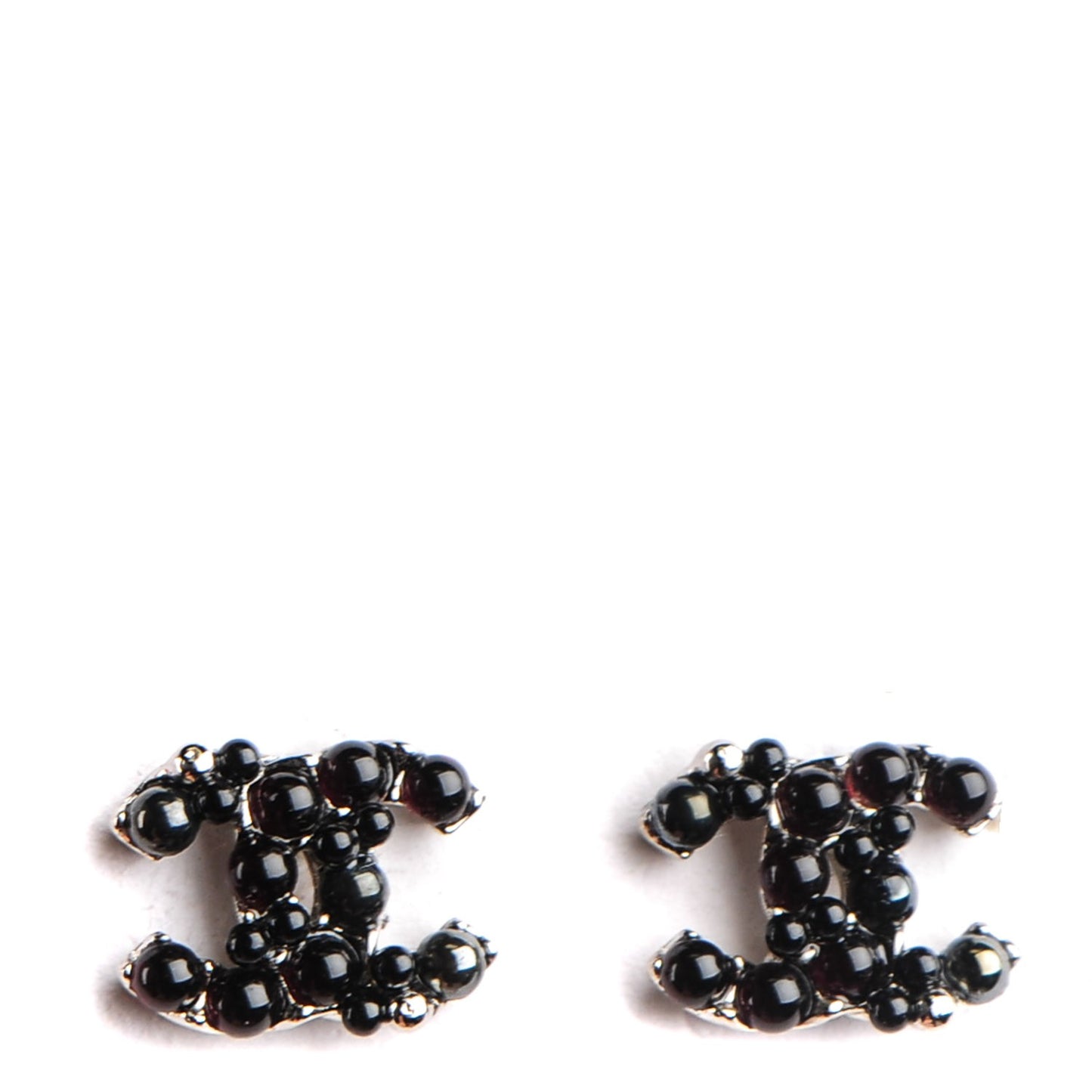 Resin Bead CC Earrings Silver Black
