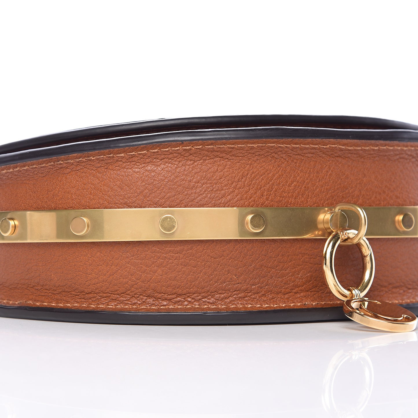 Calfskin Small Nile Bracelet Minaudiere Bag Caramel