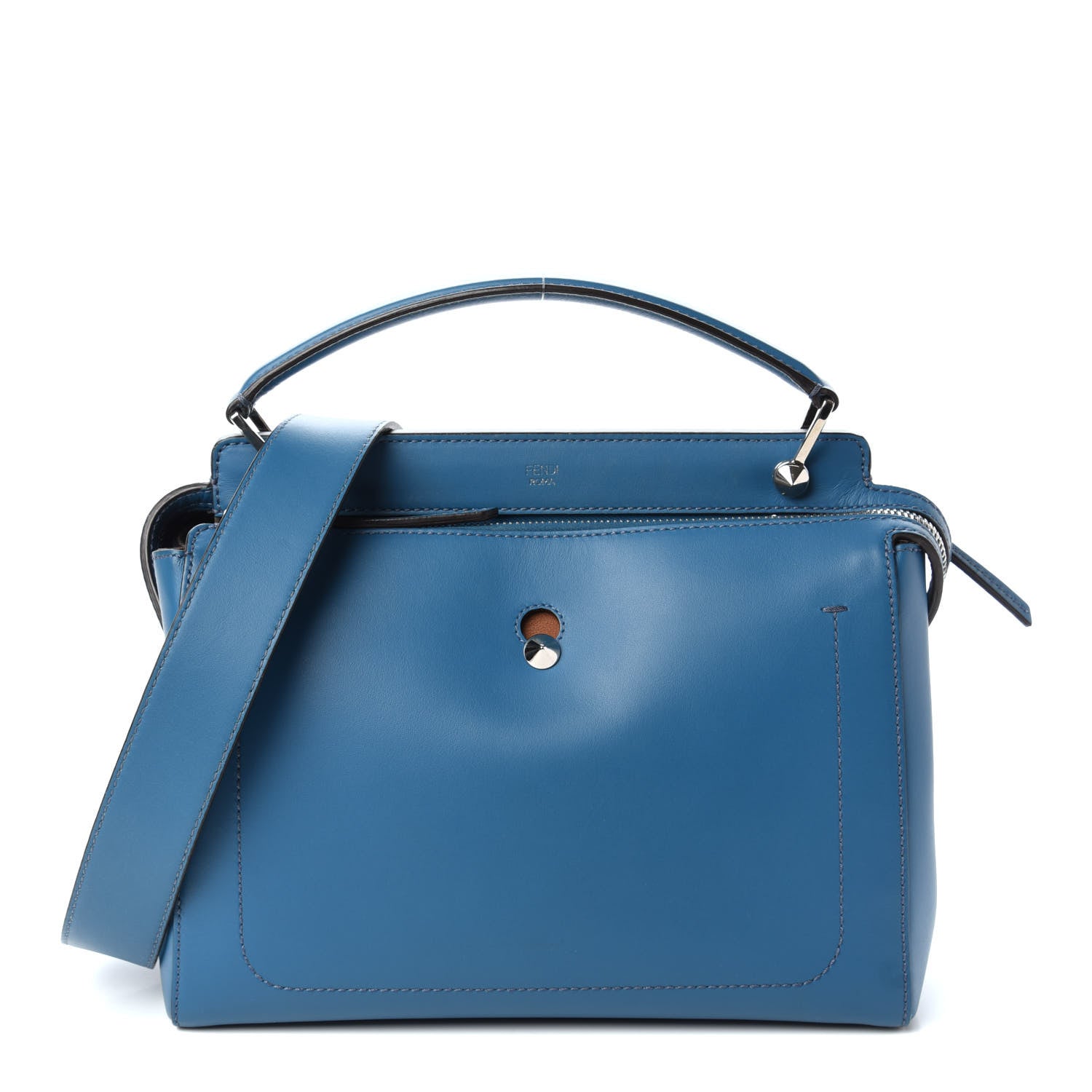 Fendi Vitello Baltico Dolce DotCom Satchel Blue 1 of 16