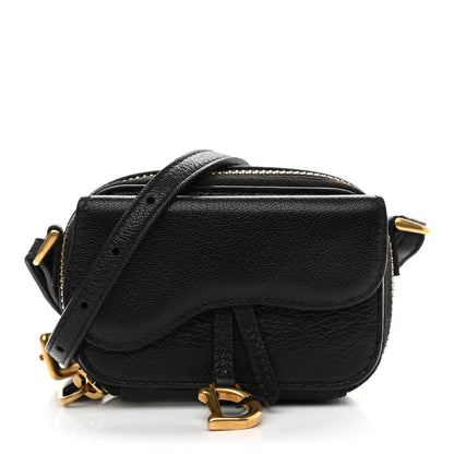 Christian Dior Goatskin Mini Saddle Shoulder Strap Pouch Black 1 of 8