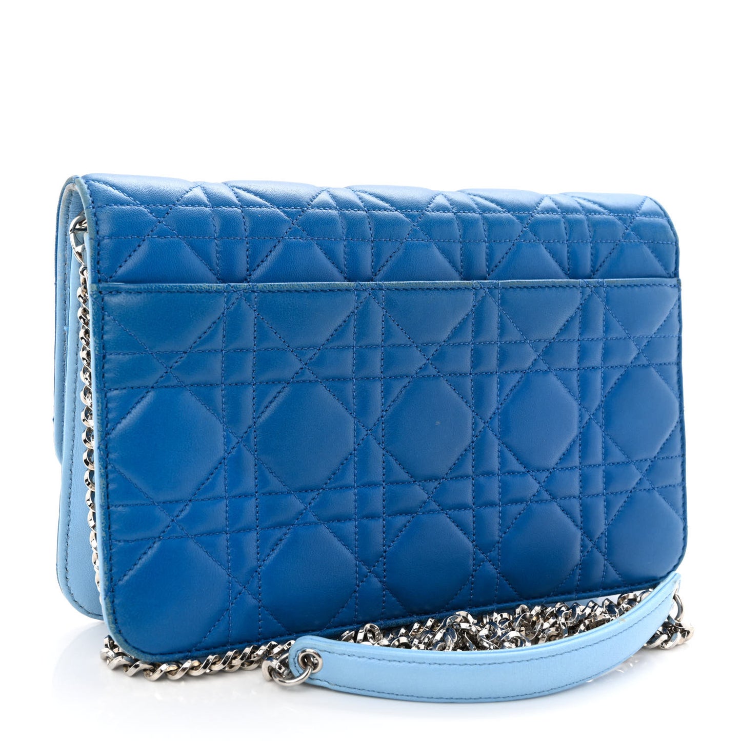 Lambskin Cannage Miss Dior Promenade Pouch Blue