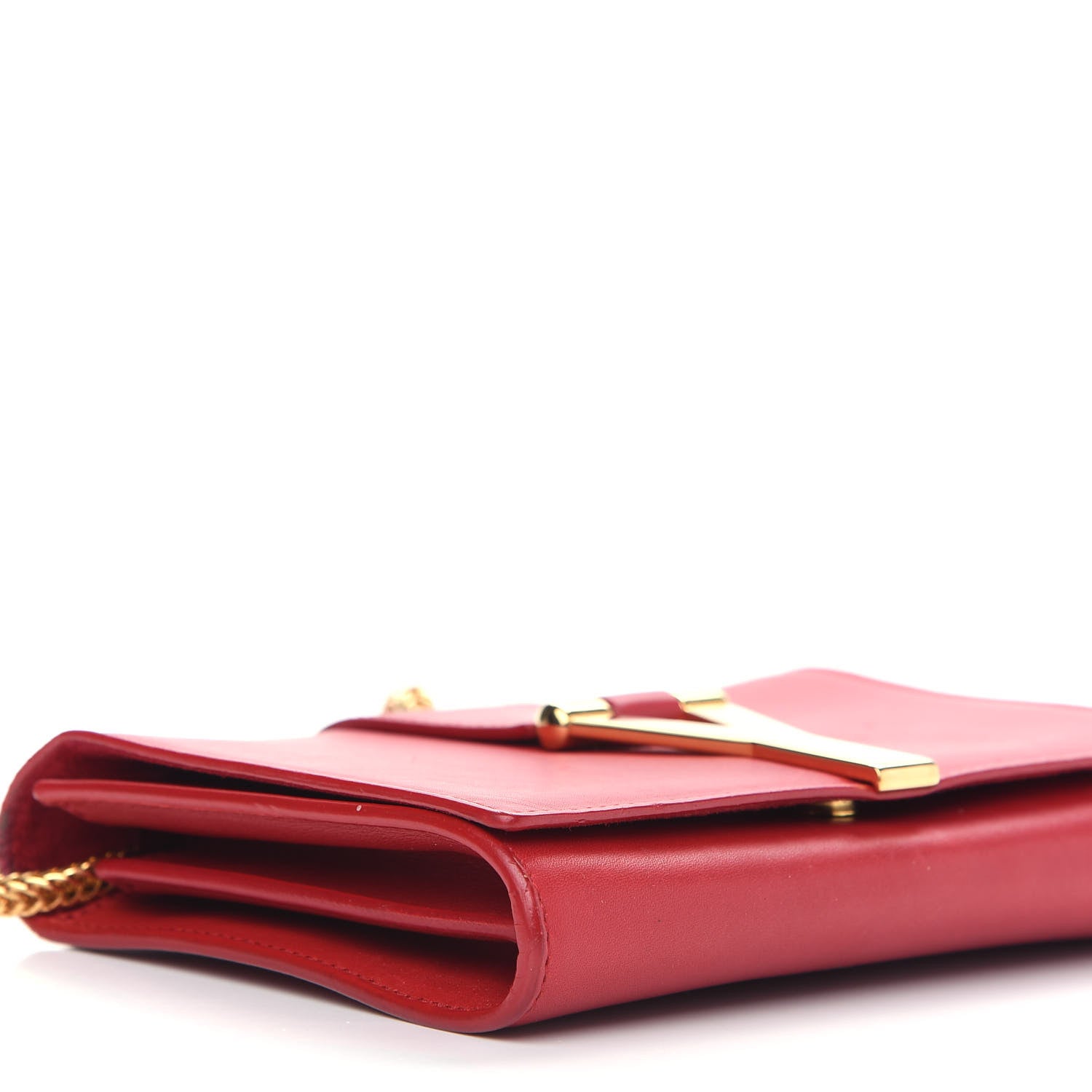 Saint Laurent Calfskin Classic Y Ligne Chain Wallet Red 8 of 9