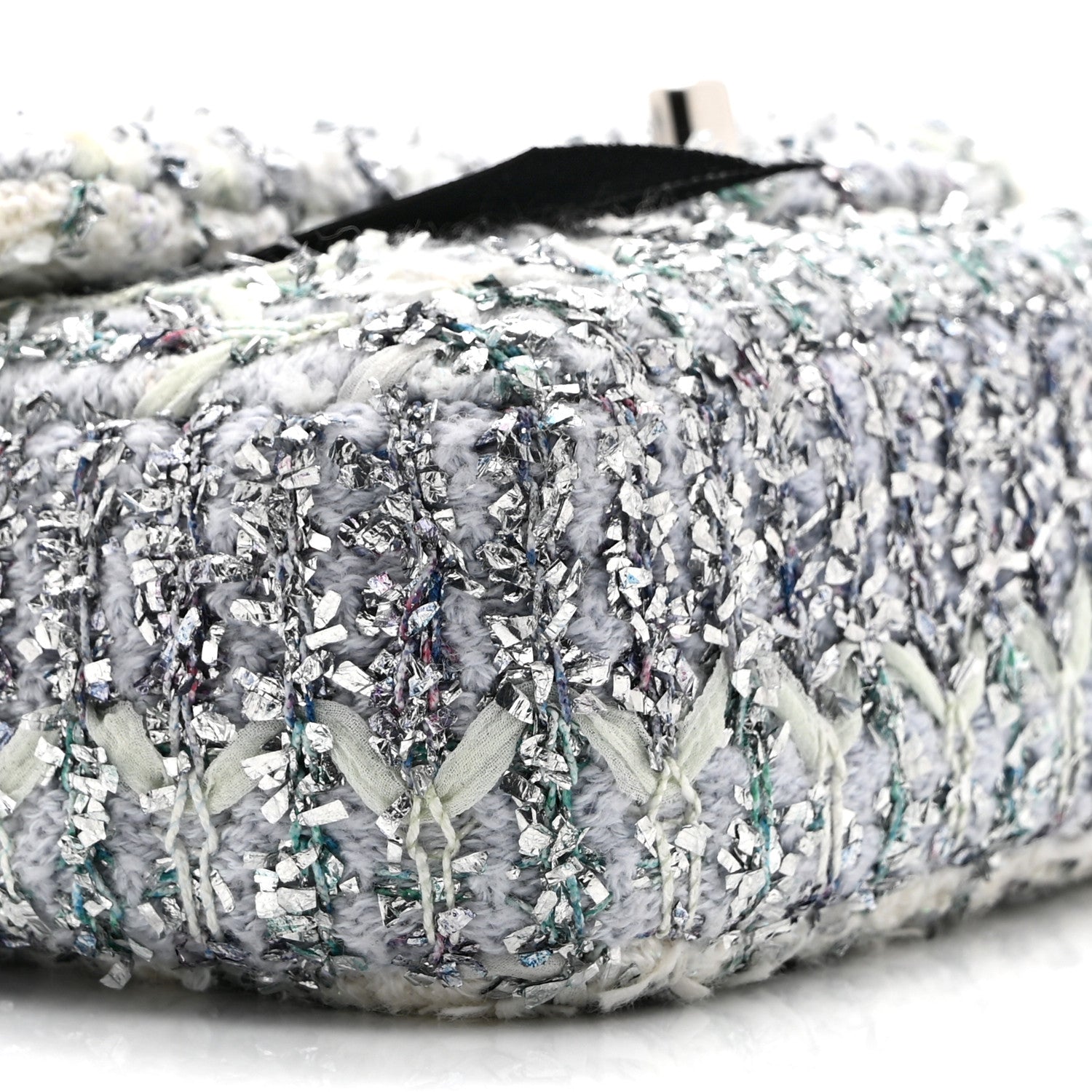 Chanel Glittered Tweed Quilted Mini Rectangular Flap Light Blue 9 of 10