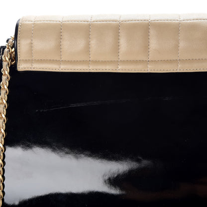 Chanel Patent Lambskin Chocolate Bar Accordion Flap Black Beige 8 of 8