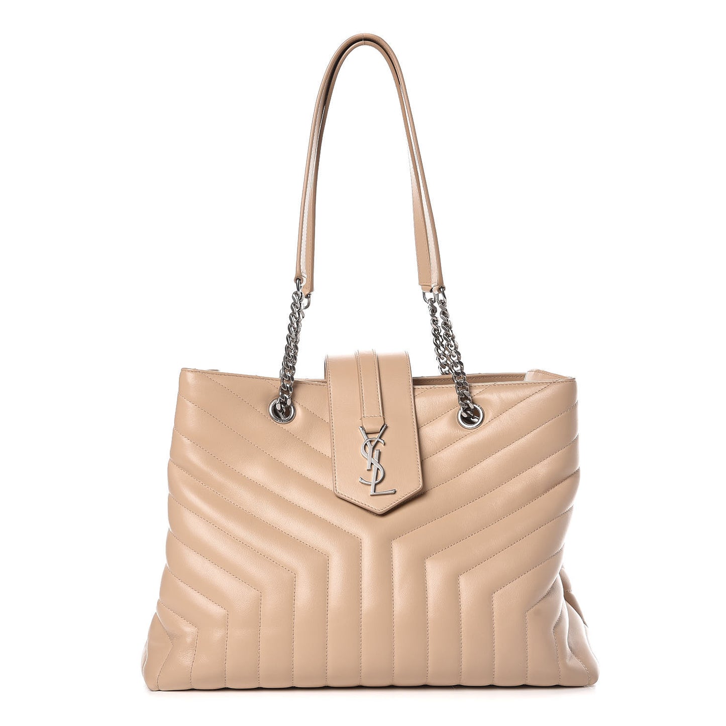Calfskin Y Quilted Monogram Large Loulou Shopper Nude Powder