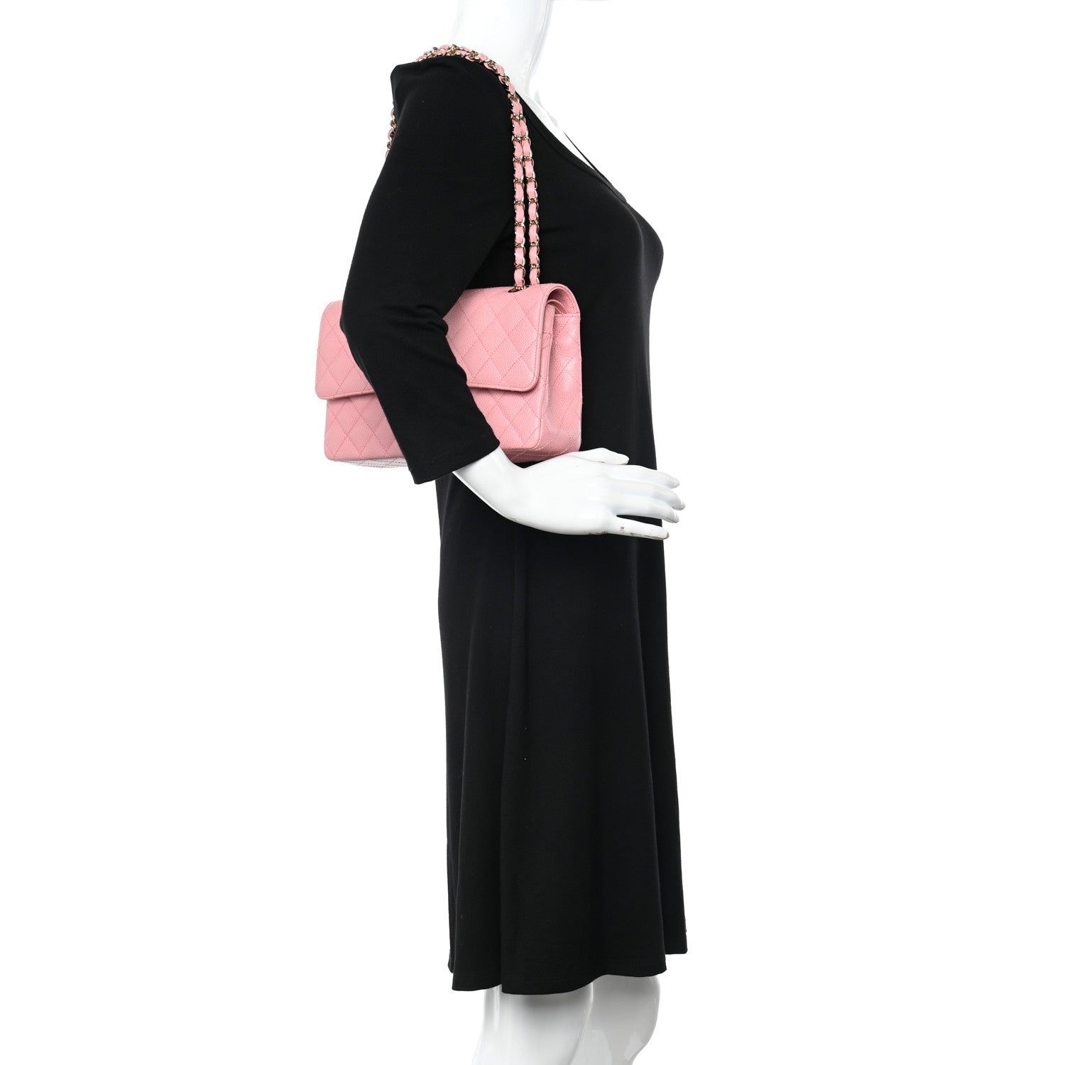 Chanel Caviar Quilted Medium Double Flap Pink 2 of 10
