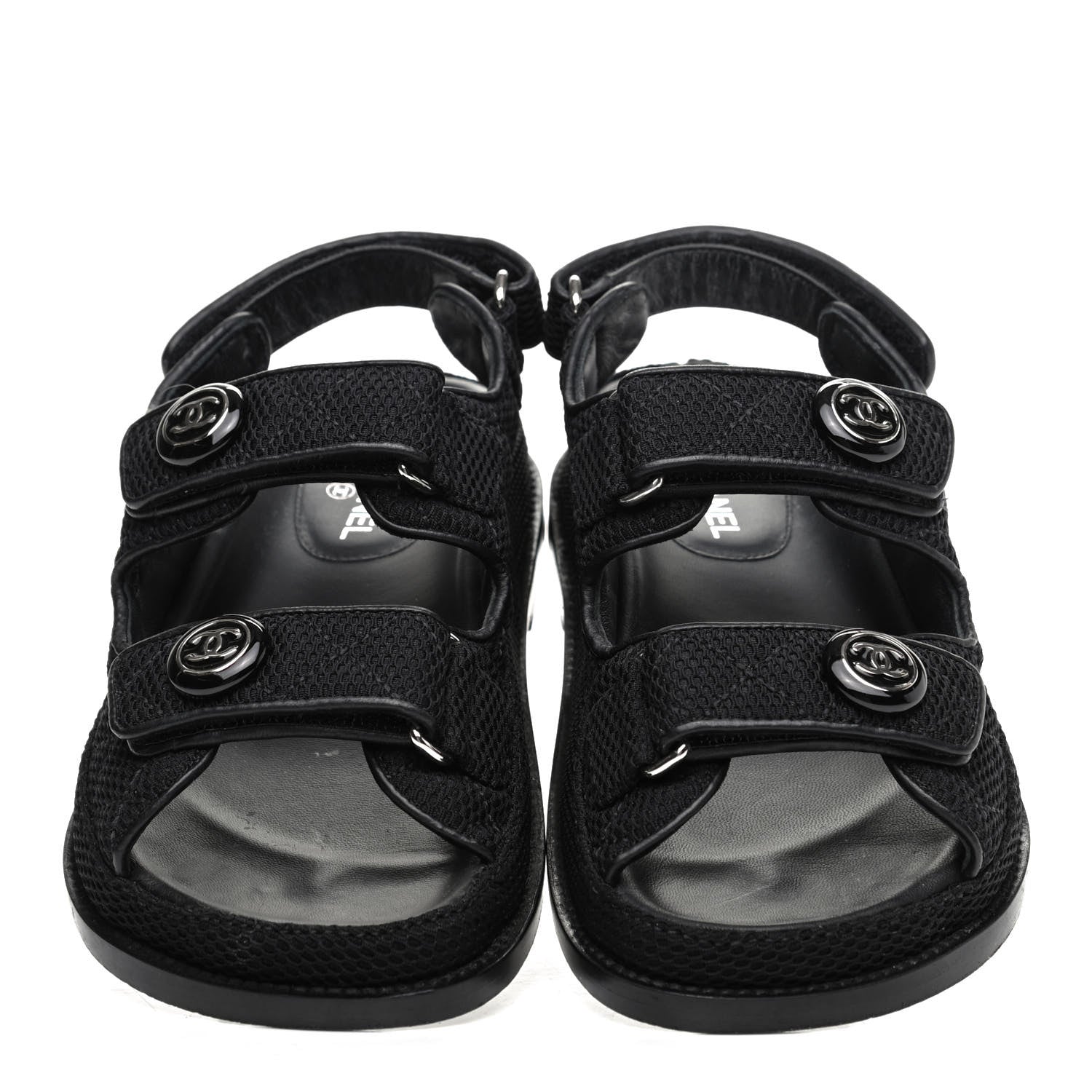 Chanel Fabric Velcro Dad Sandals 35 Black 5 of 15